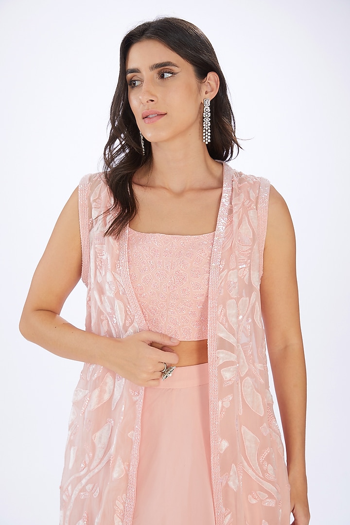 Pink Organza Skirt Set by Mishru at Pernia's Pop Up Shop