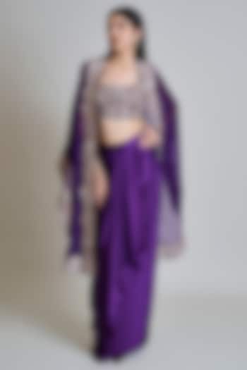 Purple Organza Triangle Cape Set by Mishru at Pernia's Pop Up Shop
