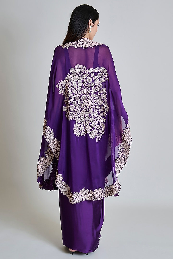 Purple Organza Triangle Cape Set by Mishru at Pernia's Pop Up Shop