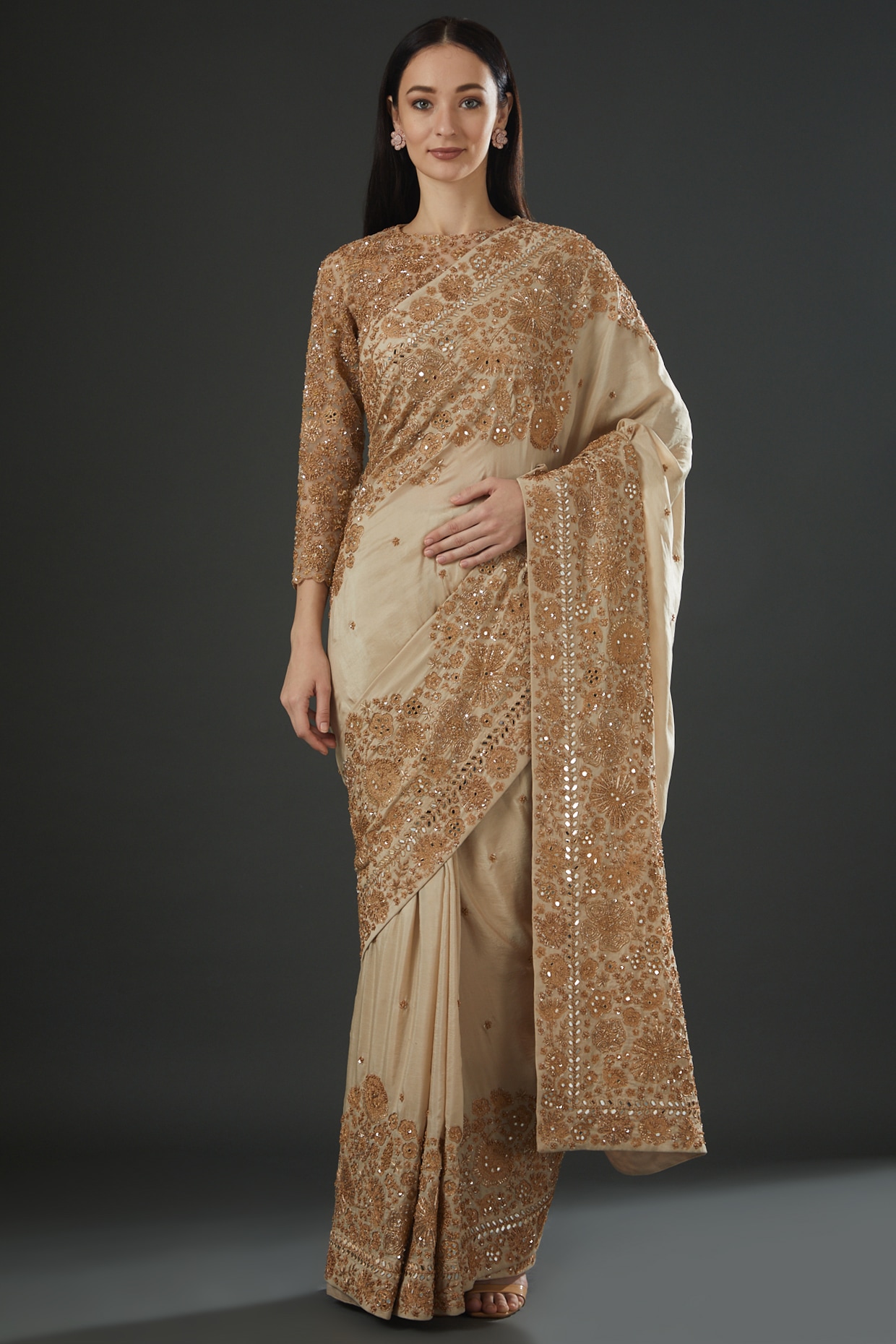 Imported Fabric Golden Color Saree For wedding – TheDesignerSaree