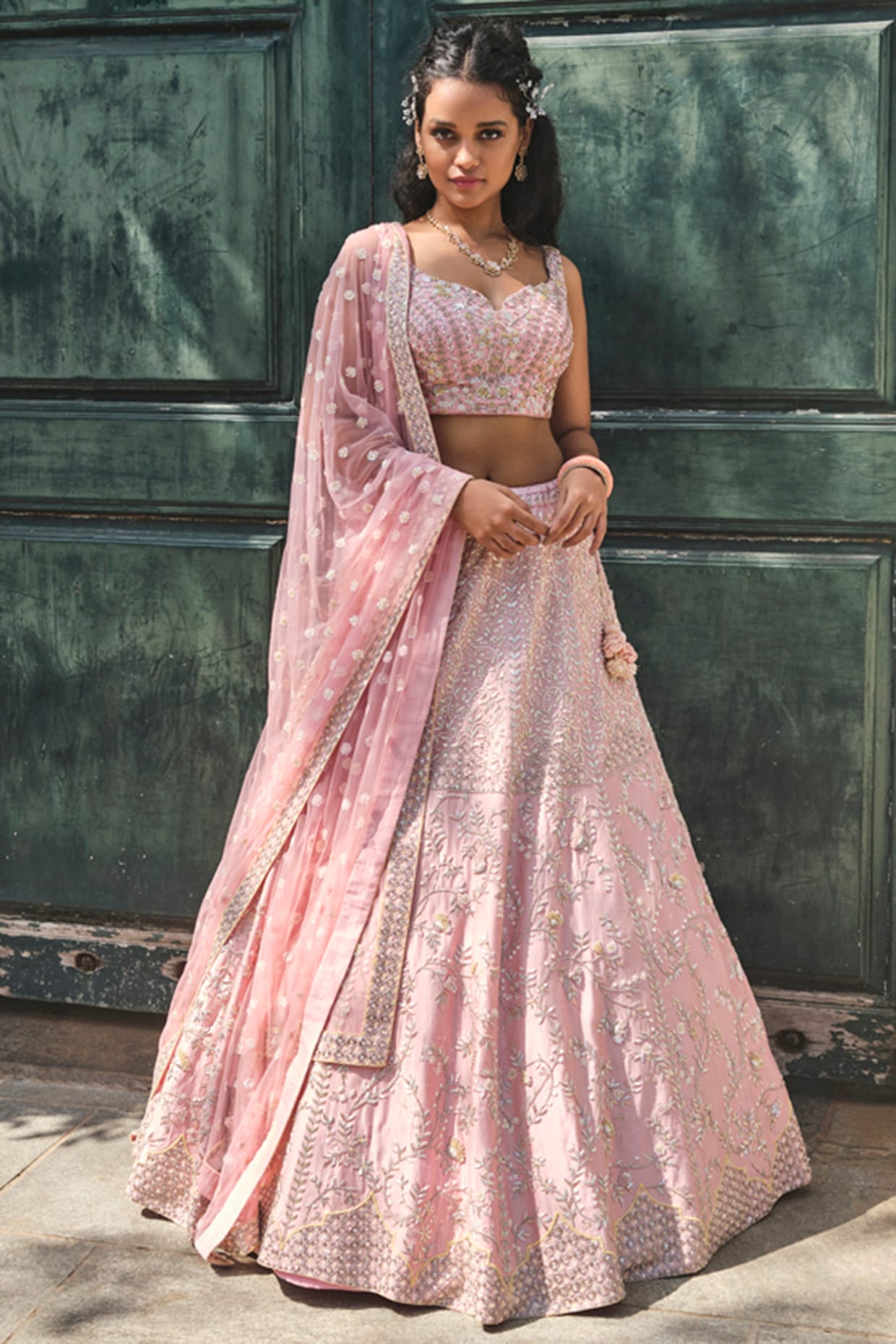 Mauve Heavy Embroidered Soft Net bridal Lehenga – myracouture