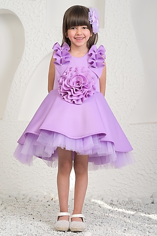 strapless open back dress Purple Tulle Kids Girl Birthday Party Dress BCH041 main image 0