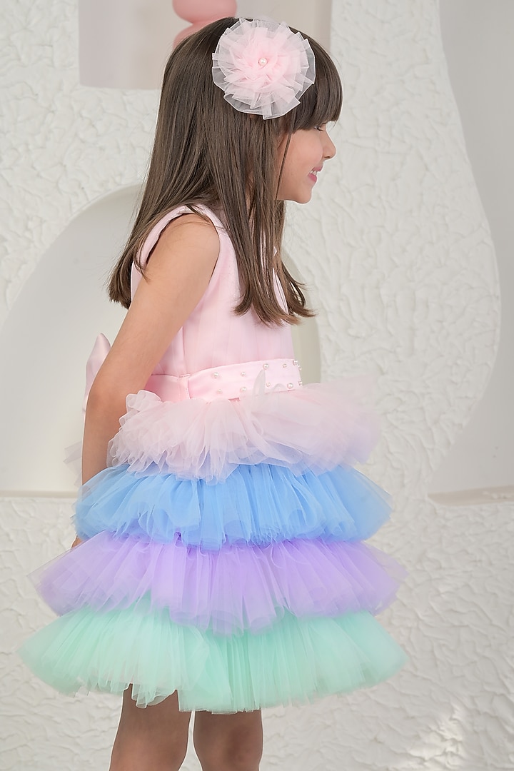 Multi-Colored Soft Net Unicorn Dress For Girls by MIAKKI KIDS at Pernia's Pop Up Shop