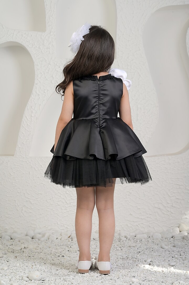 Black Satin Dress For Girls by MIAKKI KIDS at Pernia's Pop Up Shop