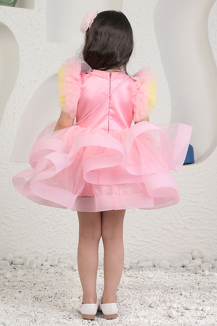 Pink Satin & Soft Net Unicorn Dress For Girls by MIAKKI KIDS at Pernia's Pop Up Shop