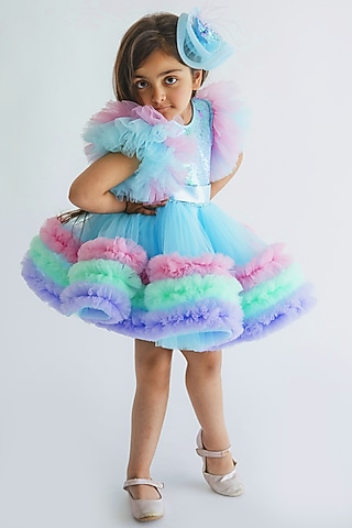 Multi-colored Sequins Dress by MIAKKI KIDS