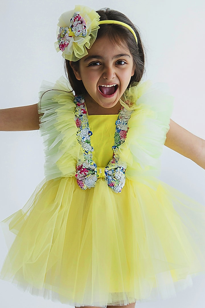 Yellow Sequins Dress by MIAKKI KIDS at Pernia's Pop Up Shop