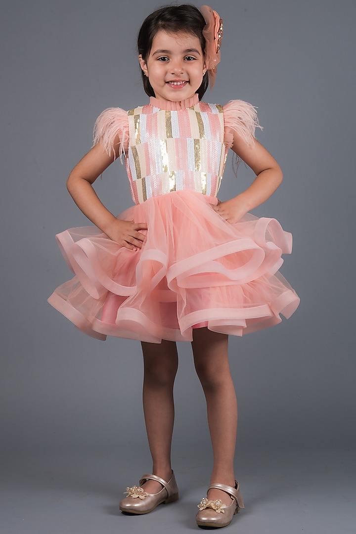 Pink Sequins Dress For Girls by MIAKKI KIDS at Pernia's Pop Up Shop