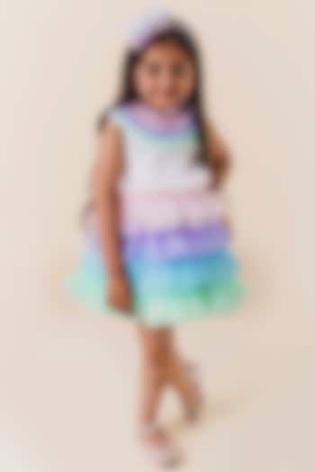 Multi-colored Satin Dress For Girls by MIAKKI KIDS