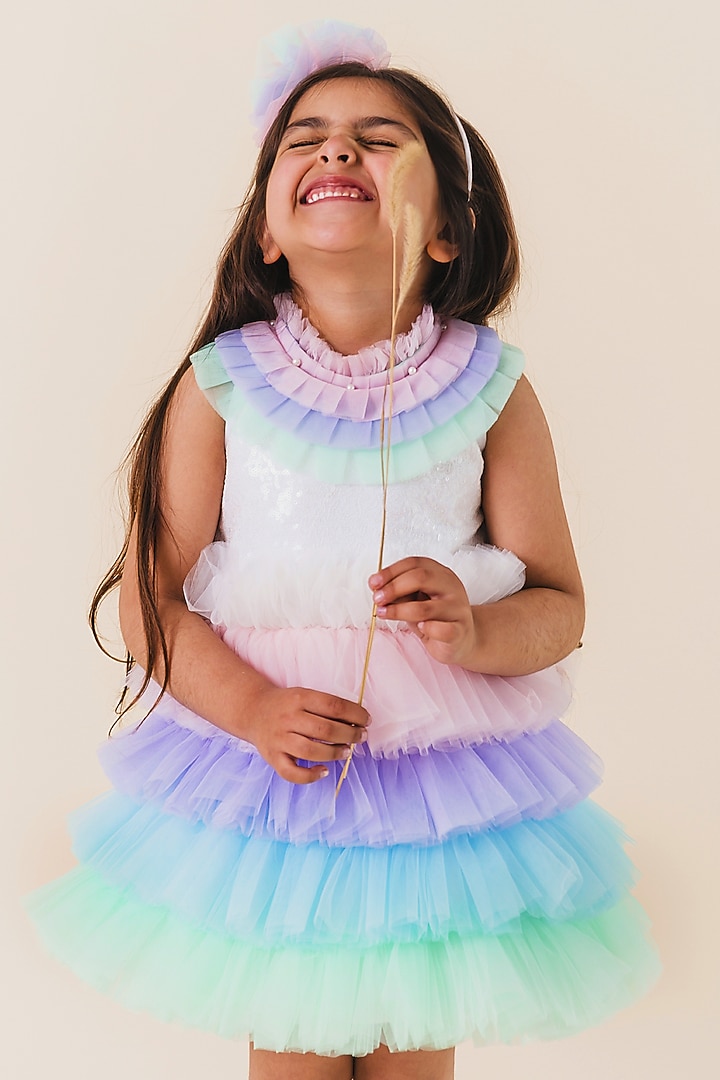 Multi-colored Satin Dress by MIAKKI KIDS at Pernia's Pop Up Shop