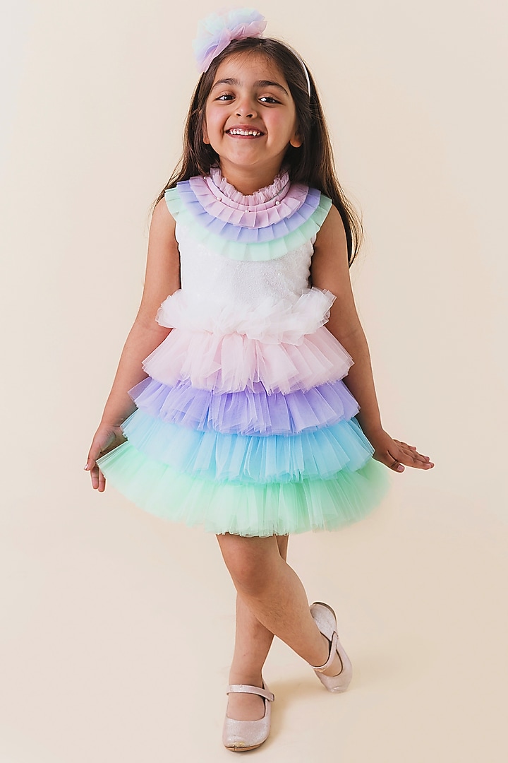 Multi-colored Satin Dress by MIAKKI KIDS at Pernia's Pop Up Shop