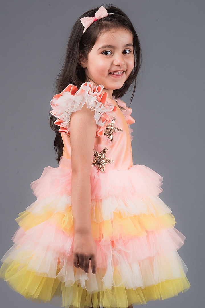 Peach Silk Dress by MIAKKI KIDS at Pernia's Pop Up Shop