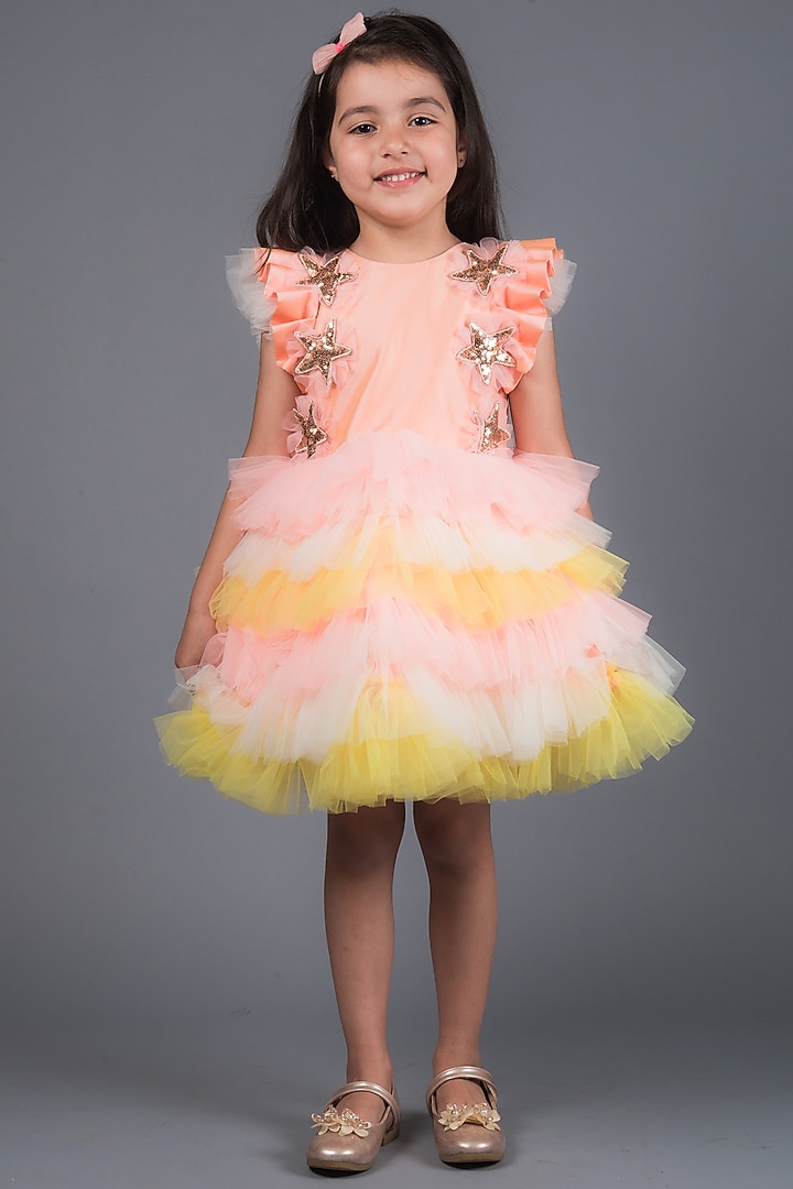 Peach Silk Dress by MIAKKI KIDS at Pernia's Pop Up Shop