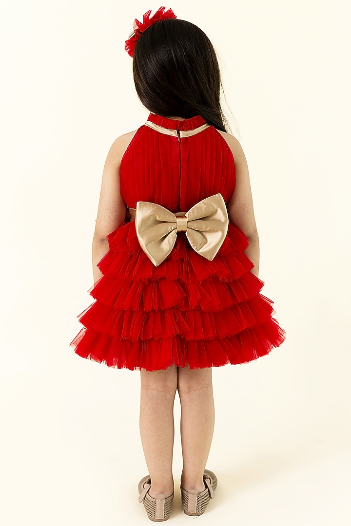 Red Satin Dress by MIAKKI KIDS at Pernia's Pop Up Shop