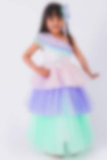 Multi-Colored Satin Gown For Girls by MIAKKI KIDS