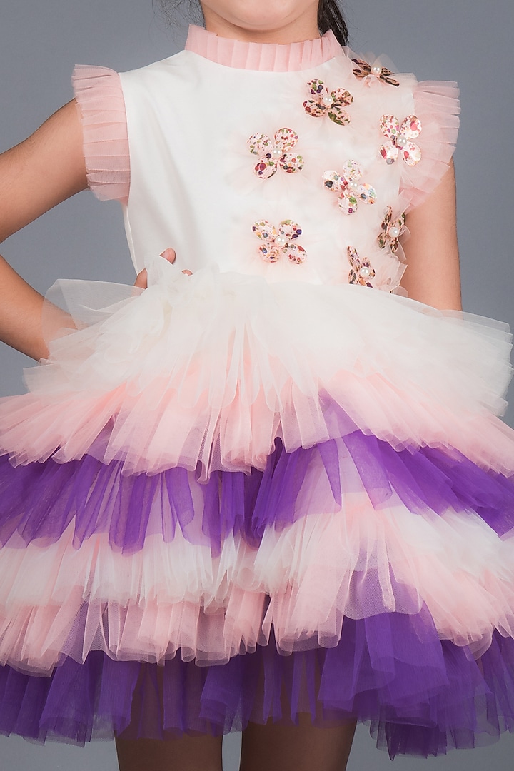 White & Purple Silk Dress by MIAKKI KIDS at Pernia's Pop Up Shop