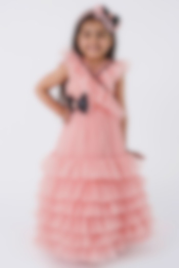 Pink Satin Gown For Girls by MIAKKI KIDS