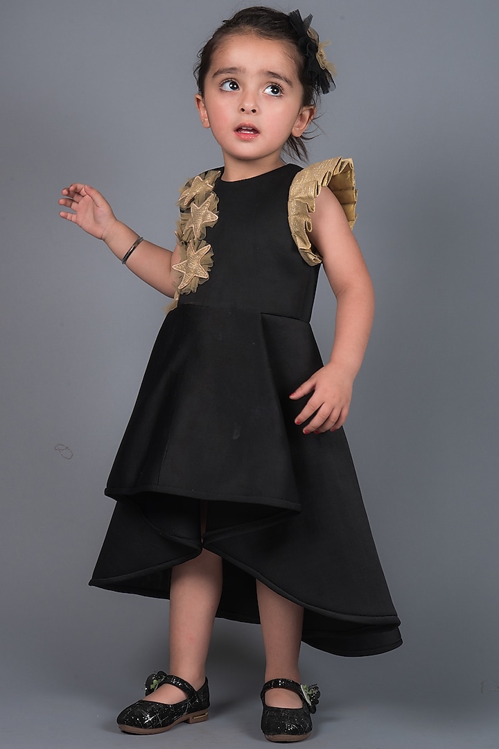 Black Neoprene Dress For Girls by MIAKKI KIDS at Pernia's Pop Up Shop