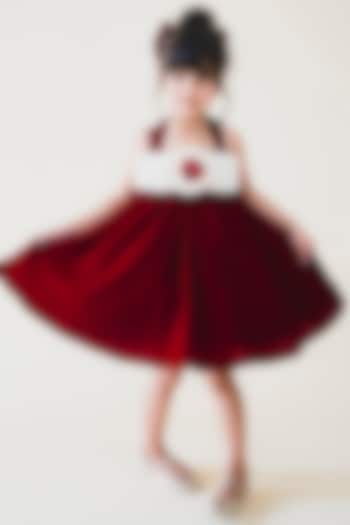 Red Velvet Dress For Girls by MIAKKI KIDS at Pernia's Pop Up Shop