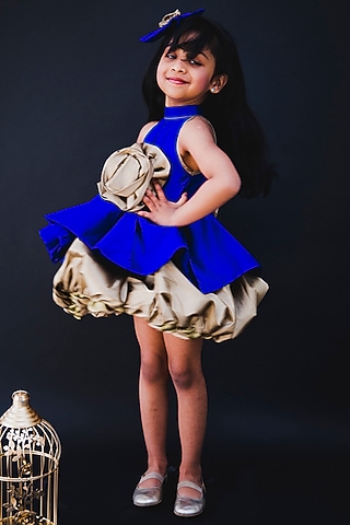 Blue Silk Dress by MIAKKI KIDS