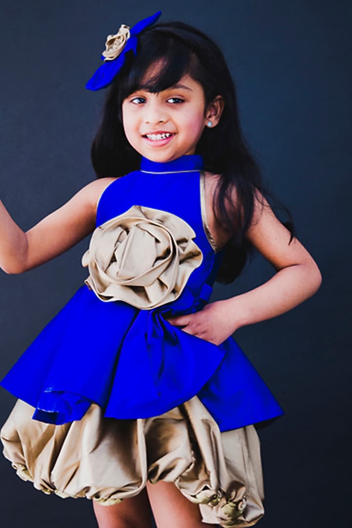 Blue Silk Dress by MIAKKI KIDS at Pernia's Pop Up Shop