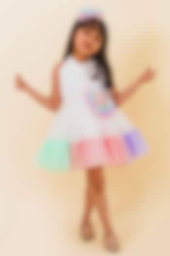 Multi-Colored Net Dress For Girls by MIAKKI KIDS