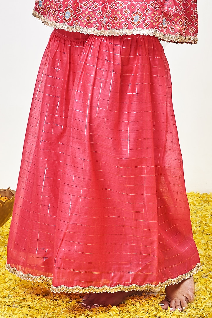 Fuchsia Chanderi Printed Sharara Set by Miar Designs-By Siddhi Shah at Pernia's Pop Up Shop