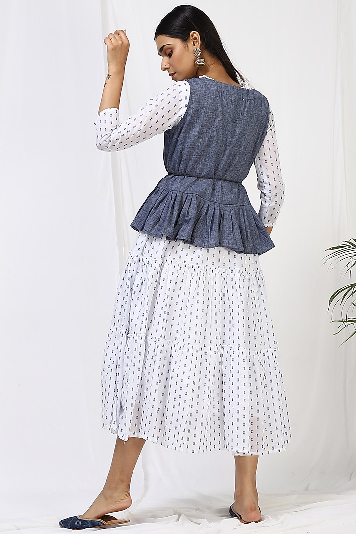 White Printed Jacket Maxi Summer Dress by Miar Designs-By Siddhi Shah at Pernia's Pop Up Shop