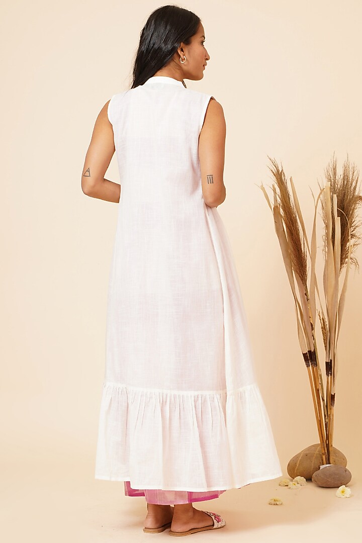 Yellow Handloom Cotton Maxi Summer Dress With Cape by Miar Designs-By Siddhi Shah at Pernia's Pop Up Shop