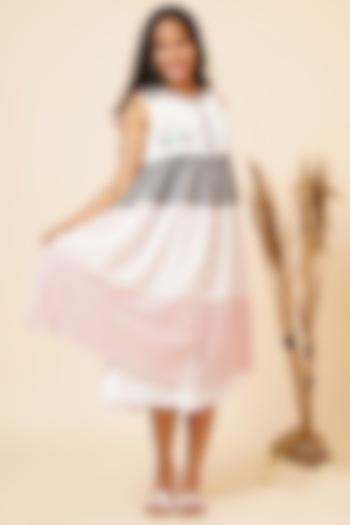 Multi-Colored Handloom Cotton Layered Summer Dress by Miar Designs-By Siddhi Shah at Pernia's Pop Up Shop