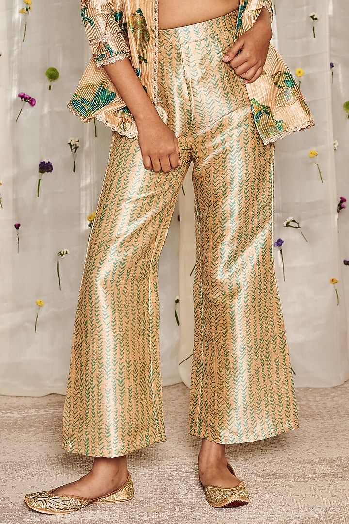 Beige Tussar Silk Printed Co-Ord Set by Miar Designs-By Siddhi Shah at Pernia's Pop Up Shop