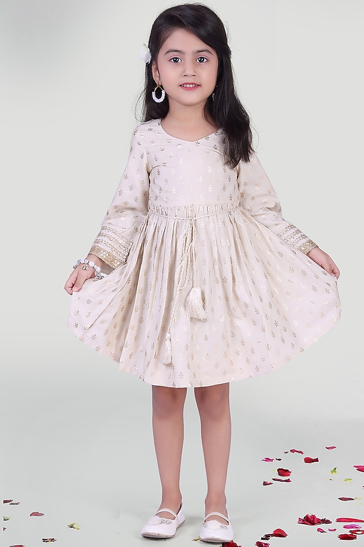 Off White Summer Dress For Girls by Mini Chic
