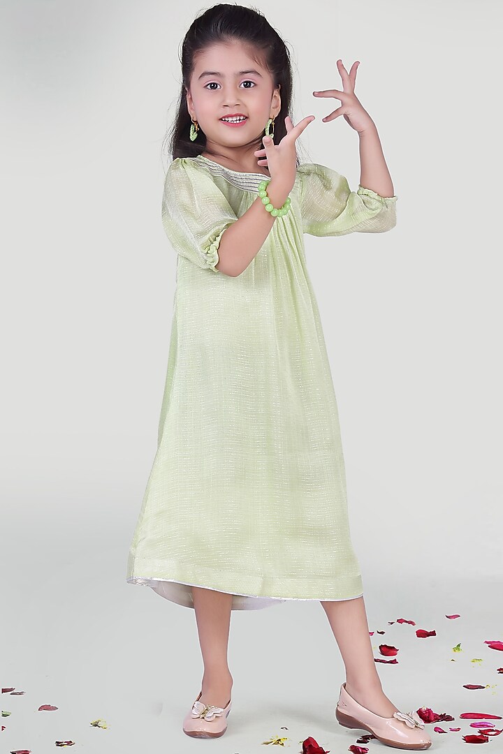 Pastel Green Party Dress For Girls by Mini Chic
