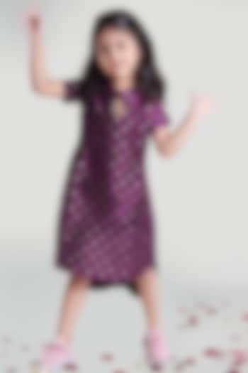 Purple Kaftan With Back Zip For Girls by Mini Chic