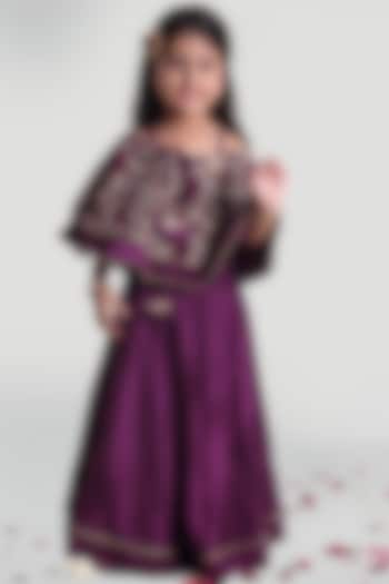 Purple Circular Skirt Set For Girls by Mini Chic