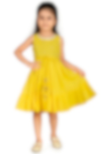 Yellow Cotton Frock For Girls by Mini Chic