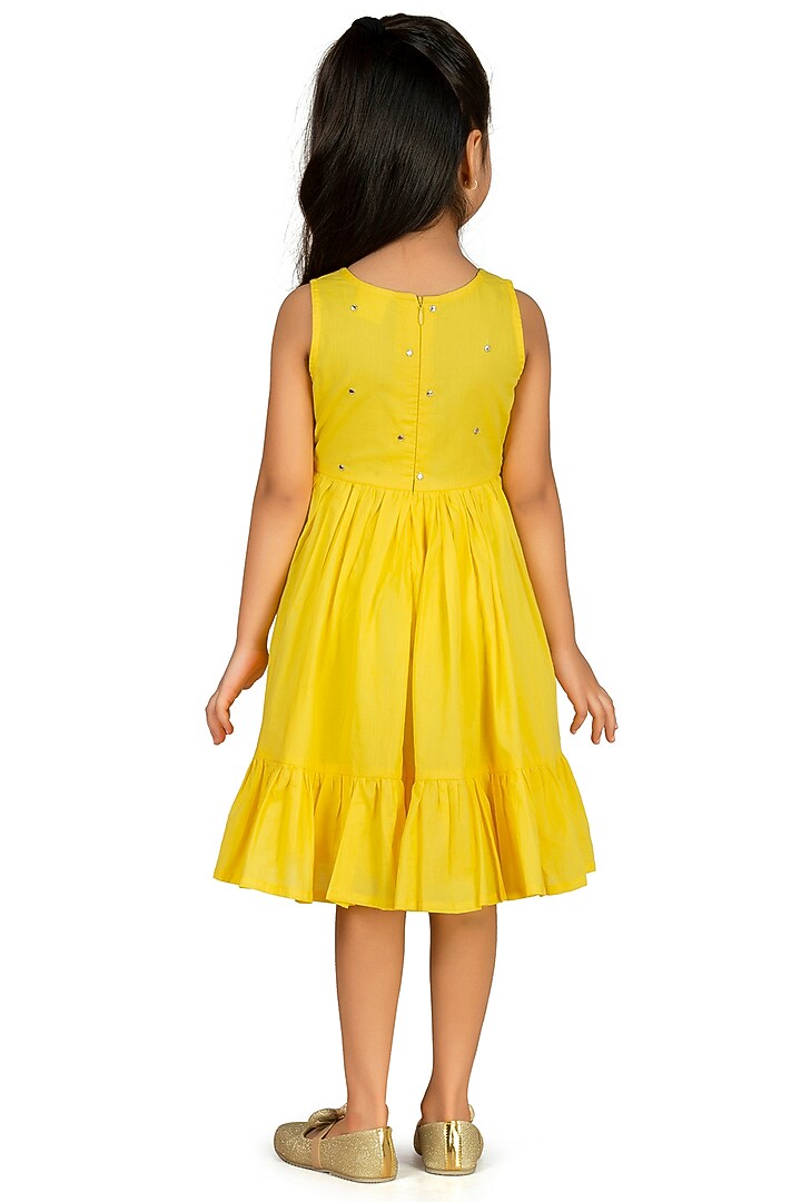 Yellow Cotton Frock For Girls by Mini Chic at Pernia's Pop Up Shop
