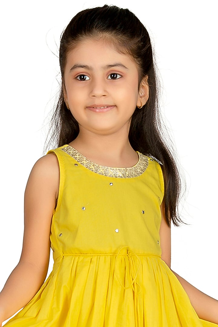 Yellow Cotton Frock For Girls by Mini Chic at Pernia's Pop Up Shop