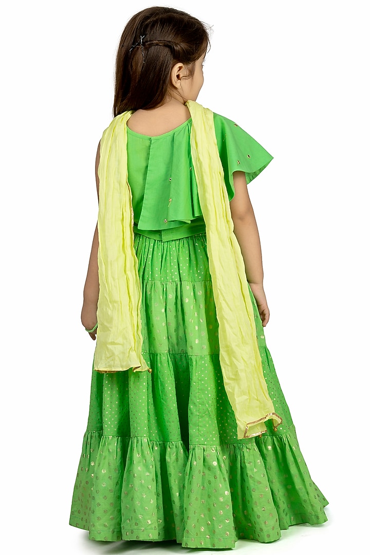 Mint Green Printed Skirt Set For Girls by Mini Chic at Pernia's Pop Up Shop