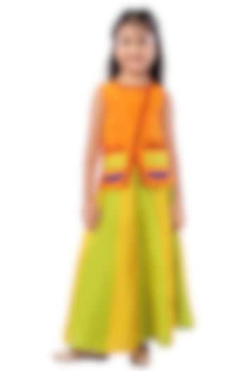 Multi-Colored Crepe Skirt Set For Girls by Mini Chic at Pernia's Pop Up Shop