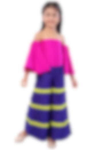 Purple Crepe Silk Palazzo Pant Set For Girls by Mini Chic at Pernia's Pop Up Shop