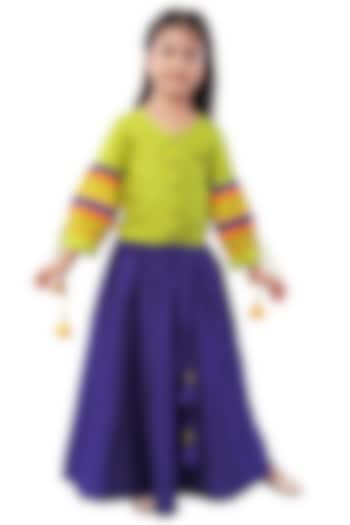 Purple Silk Skirt Set For Girls by Mini Chic at Pernia's Pop Up Shop