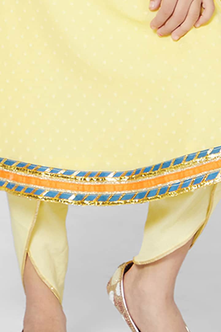 Yellow Embroidered Anarkali Set For Girls by Mini Chic at Pernia's Pop Up Shop