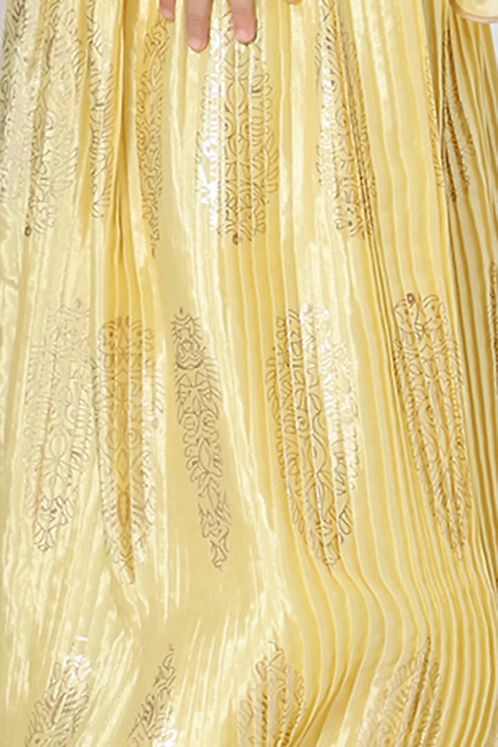 Lemon Yellow Embroidered Lehenga Set For Girls by Mini Chic at Pernia's Pop Up Shop