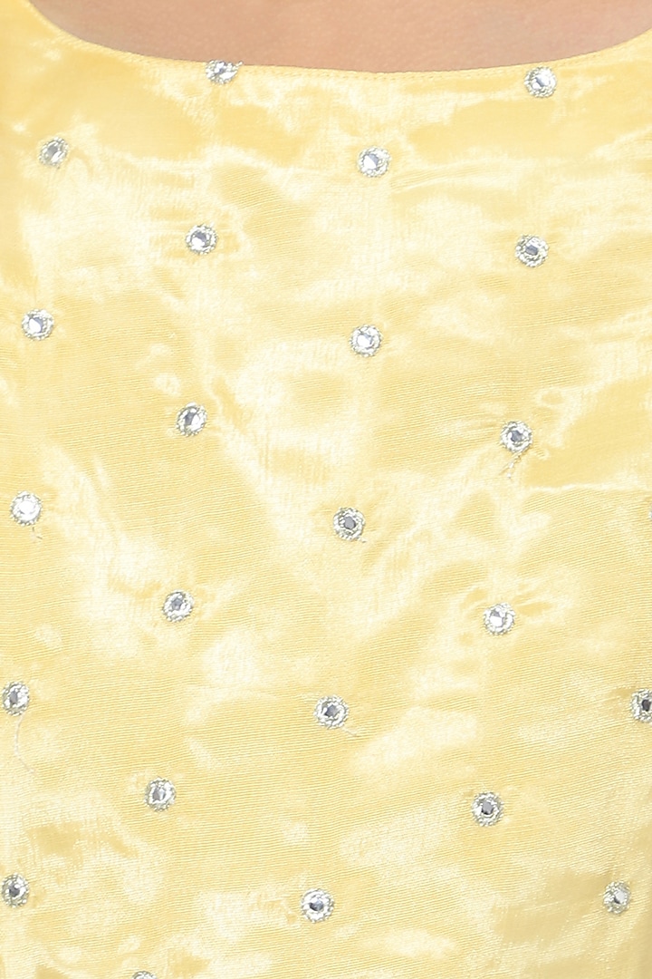 Lemon Yellow Embroidered Lehenga Set For Girls by Mini Chic at Pernia's Pop Up Shop