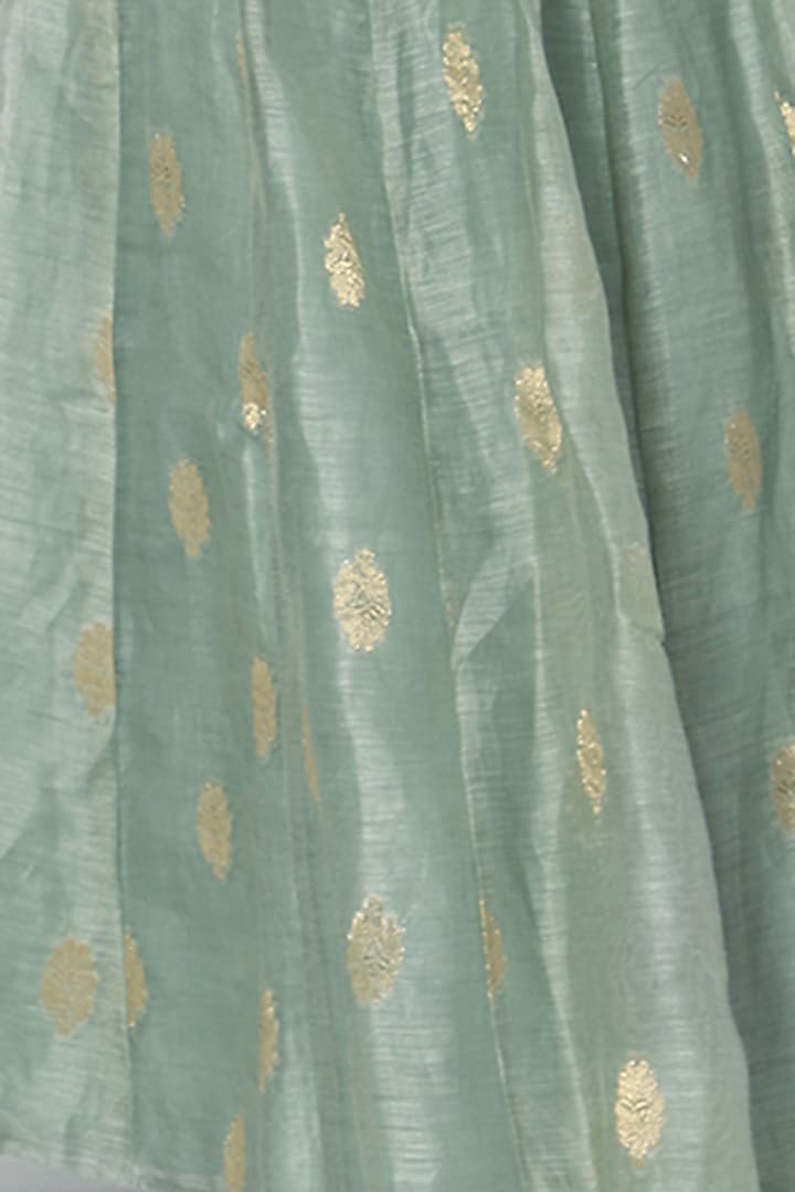 Pale Willow Green Lehenga Set For Girls by Mini Chic at Pernia's Pop Up Shop