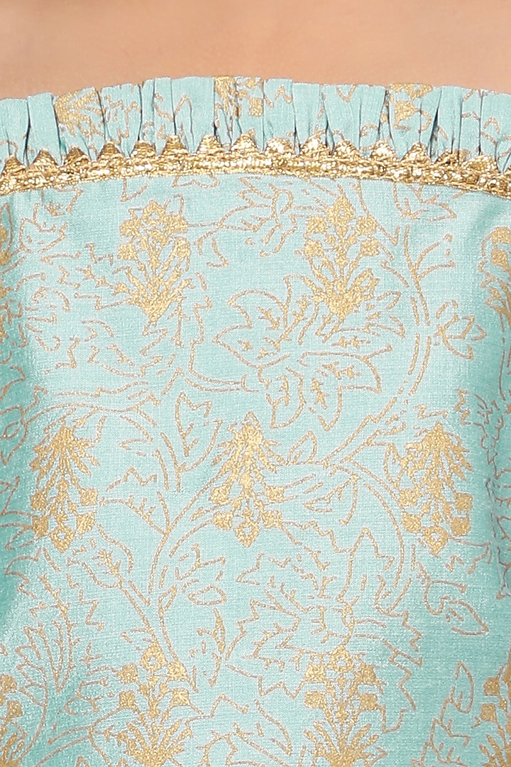 Dull Teal Green Lehenga Set For Girls by Mini Chic at Pernia's Pop Up Shop