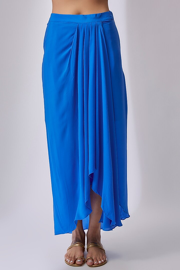 Cobalt Blue Organza Hand Embroidered Jacket Set by Midushi Bajoria at Pernia's Pop Up Shop