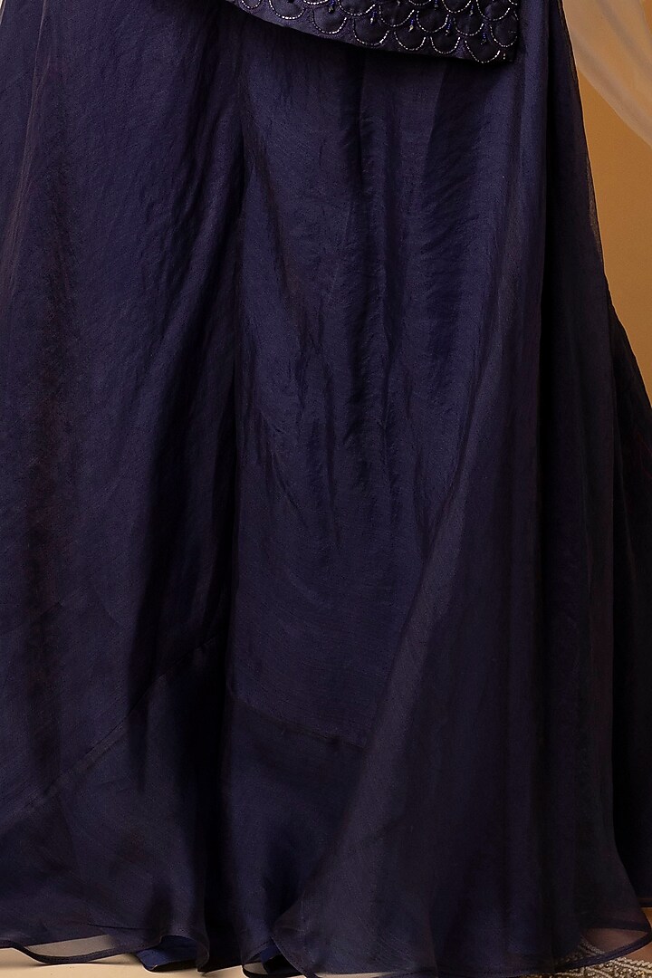Navy Blue Silk Chanderi Kurta Set by Midushi Bajoria at Pernia's Pop Up Shop