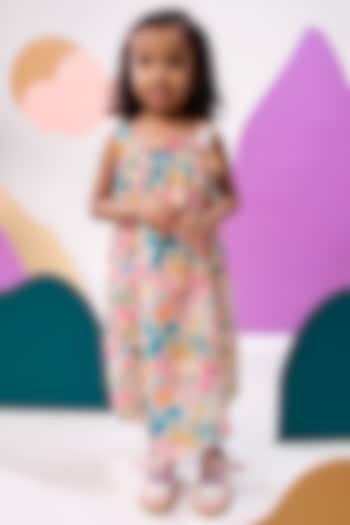 Multi-Colored Organic Cotton Printed Maxi Dress For Girls by Miko Lolo